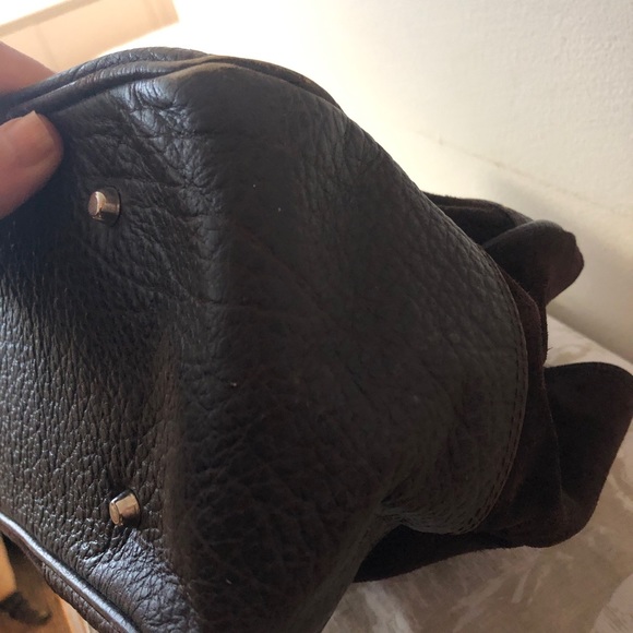 Suarez New York Suede and Leather Satchel - Picture 6 of 12